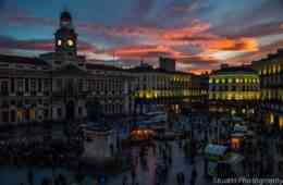Madrid square sunset