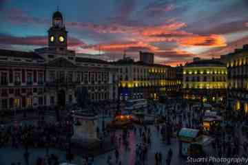 Madrid square sunset