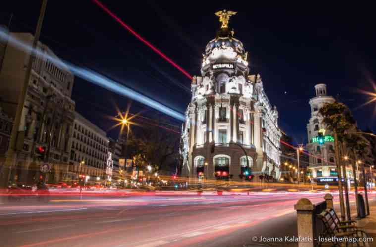 Metropolis Building Madrid at night