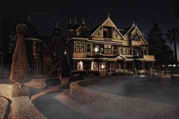 Winchester House at night