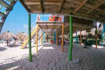 Eco hotels lining the beach of Isla Baru