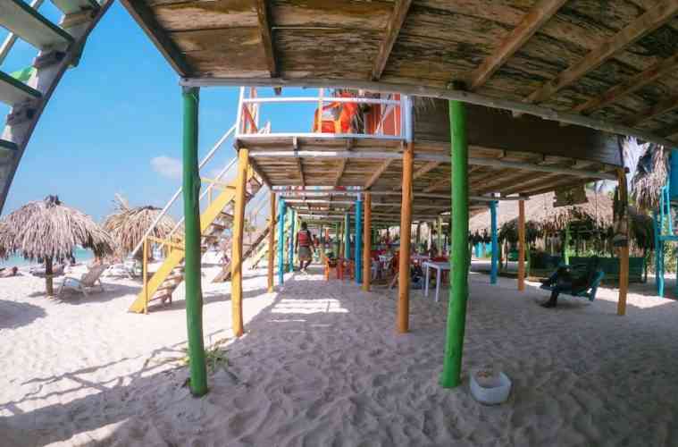Eco hotels lining the beach of Isla Baru