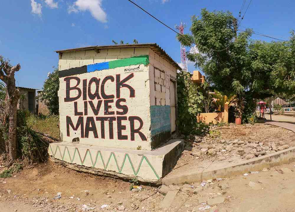 Black Lives Matter painted on a wall in Palenque