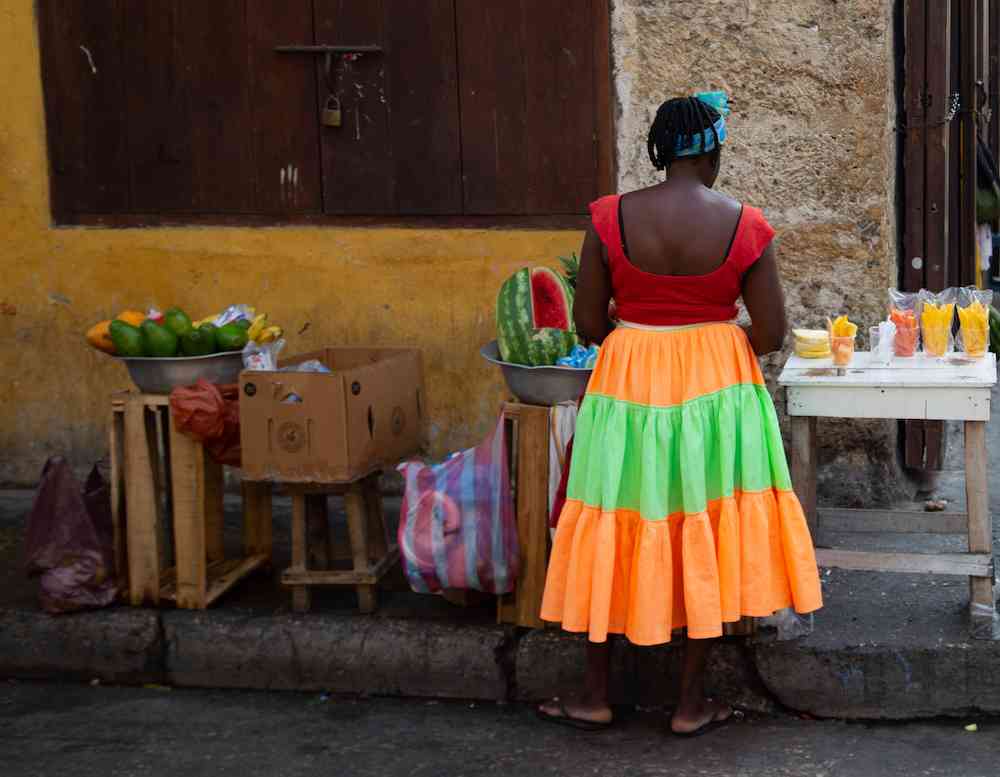 A Palenquera in the streets of Cartagena, Colombia